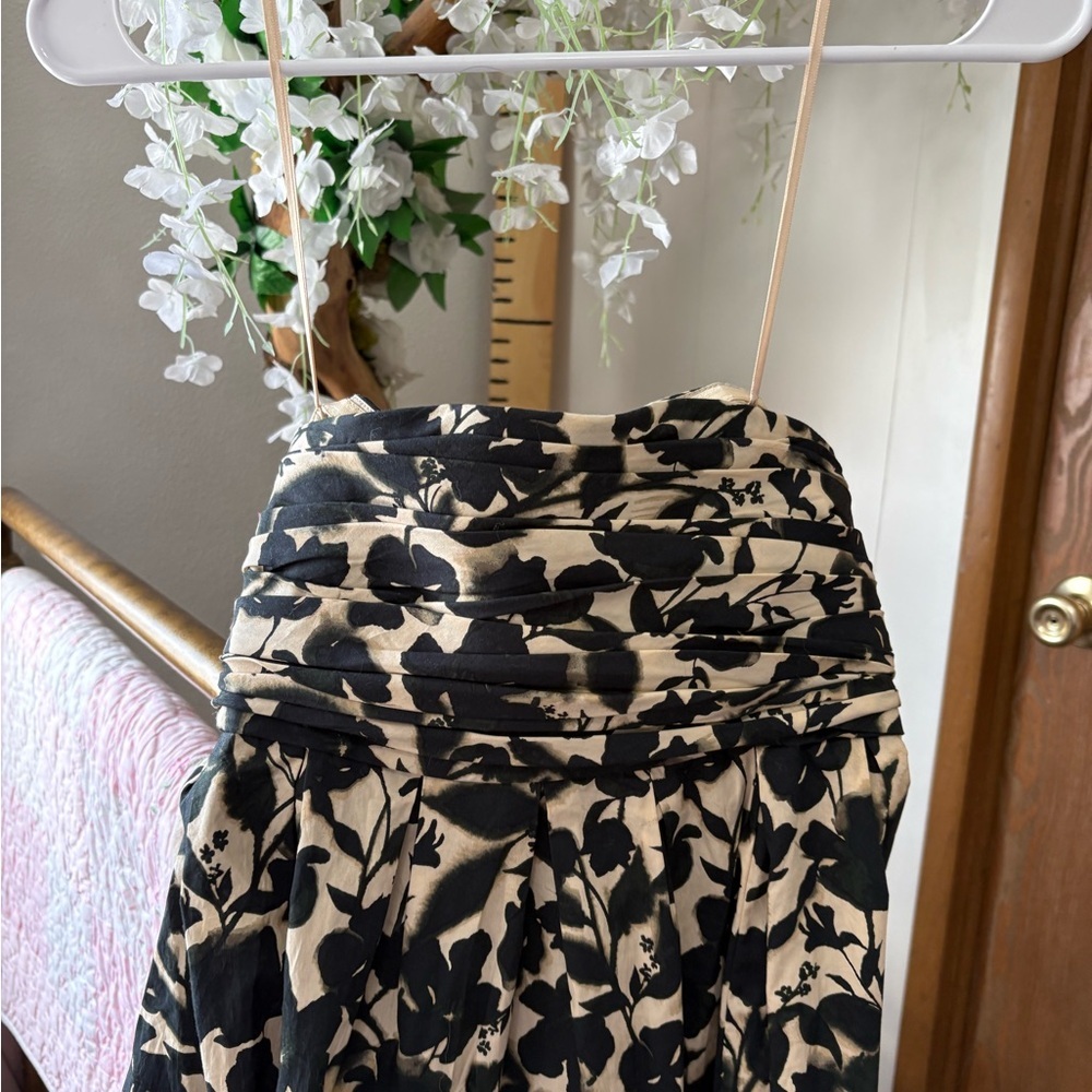 J. Crew Strapless Black & Cream Floral Maxi Dress - Picture 6 of 9